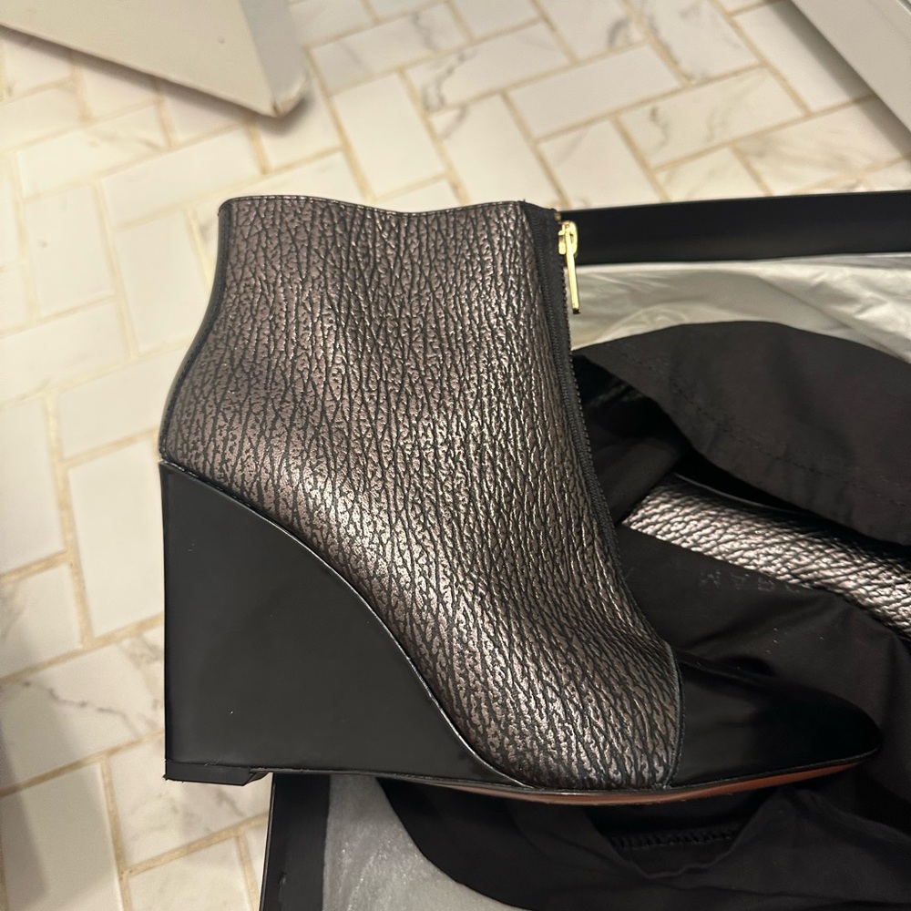 REDUCED!  Marc Jacobs Black and Silver Wedge Ankle Boots
